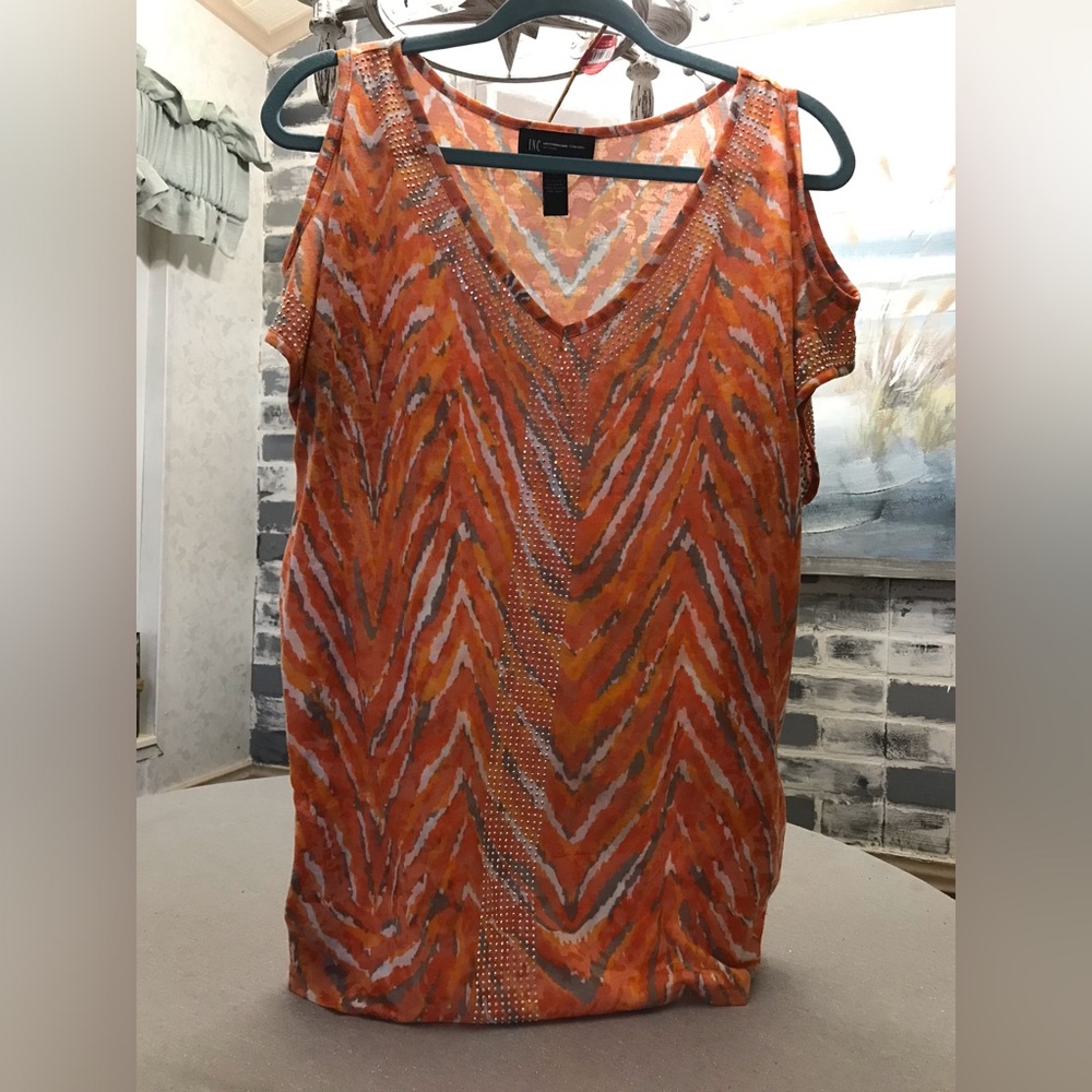 INC International Concepts Studded cold shoulder Top